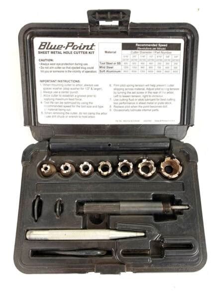 blue point sheet metal hole cutter kit|BLUE.